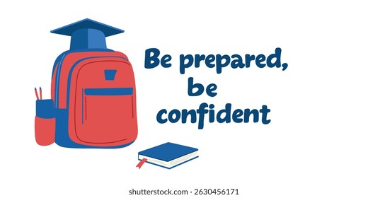  backpack with motivational quote be prepared, be confident