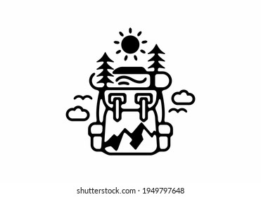 Mochila de diseño de ilustraciones de líneas de montaña