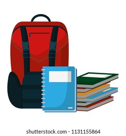 backpack with notebooks and books school utensils