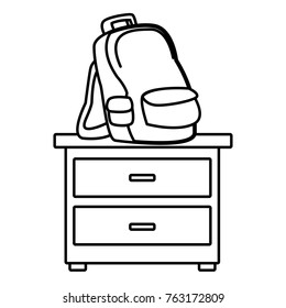 Backpack on drawer