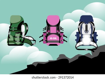 backpack on sky background vector