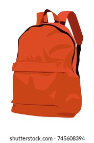 Backpack orange vector illustration isolated