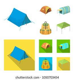 Backpack and other kinds of tents.Tent set collection icons in cartoon,flat style vector symbol stock illustration web.