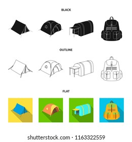 Backpack and other kinds of tents.Tent set collection icons in cartoon style vector symbol stock illustration web.