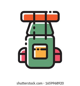 mochila, una herramienta al aire libre, se puede utilizar como icono o símbolo
