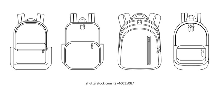 backpack outline doodle isolated backpack line vector