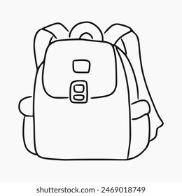 backpack outline drawing illustration isolated on white backround