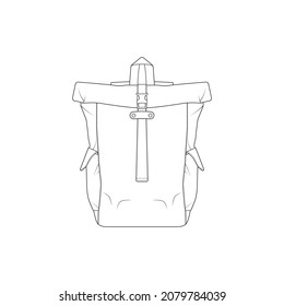 Backpack outline drawing vector, Backpack in a sketch style, trainers template outline, vector Illustration.

