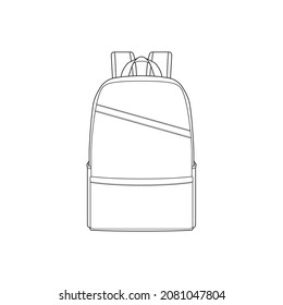 Vector de dibujo del contorno de la mochila, Mochila en un estilo de esbozo, contorno de plantilla de entrenadores, Ilustración vectorial.
