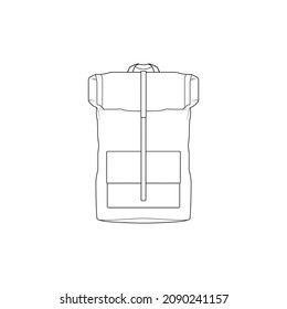Backpack outline drawing vector, Backpack in a sketch style, trainers template outline, vector Illustration.
