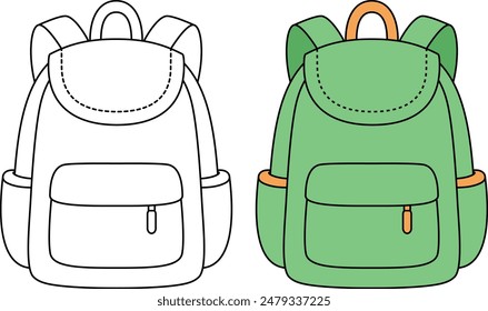 Backpack outline icon coloring page