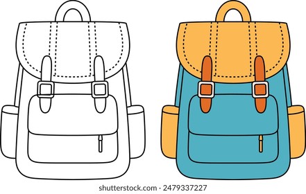 Backpack outline icon coloring page