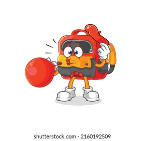 the backpack pantomime blowing balloon. cartoon mascot vector