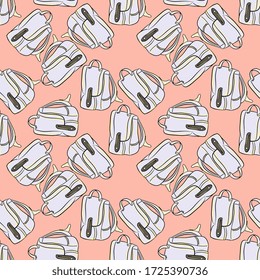 Backpack pattern, illustration, vector on white background