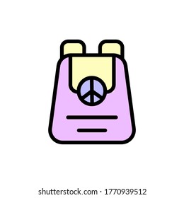 Backpack, peace icon. Simple color with outline vector elements of flower children icons for ui and ux, website or mobile application