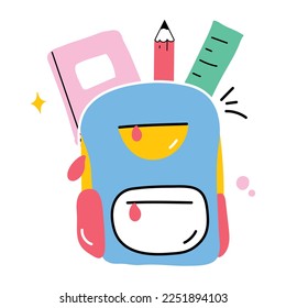 Backpack and pencil case, flat sticker design 
