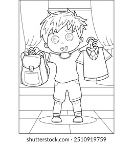 backpack personal hygiene coloring book page for kids and adults creative coloring mindful relaxation activity