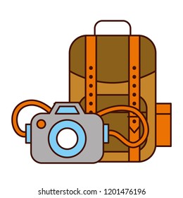 backpack and photo camera safari equipment supplies