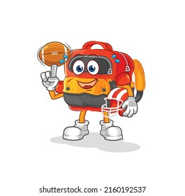 the backpack playing rugby character. cartoon mascot vector
