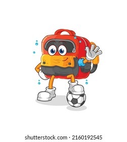 the backpack playing soccer illustration. character vector