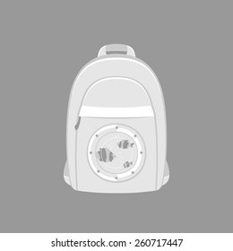 backpack with portholes for tourists, blue. vector format.