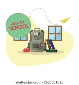 Backpack ready for school. Vector illustration