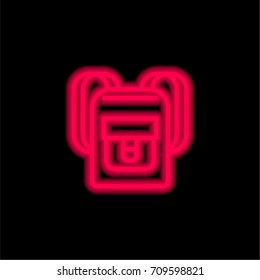 Backpack red glowing neon ui ux icon. Glowing sign logo vector
