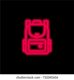 Backpack red glowing neon ui ux icon. Glowing sign logo vector