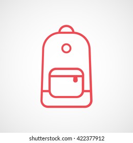 Backpack Red Line Icon On White Background
