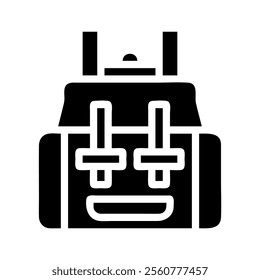 Backpack rucksack icon glyph vector. Concept of travel, hiking, and adventure.