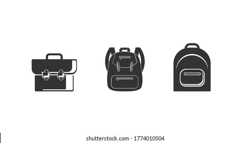 backpack. rucksack. Knapsack. Schoolbag. Sack icon set