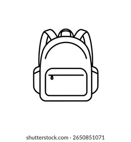 Mochila ou mochila ícone da arte da linha. Símbolo de saco escolar ou equipamento de viagem.