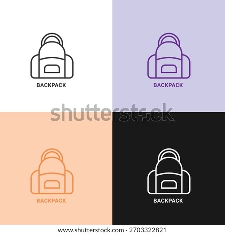Backpack and Rucksack Line Art Icon for School, College Students, Travel, and Hiking Adventures