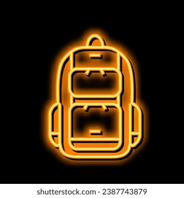 backpack rucksack neon light sign vector. backpack rucksack illustration