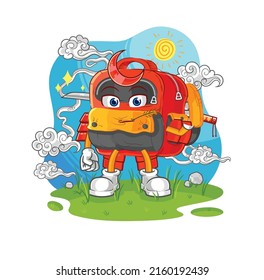 the backpack samurai cartoon. cartoon mascot vector