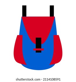 Backpack, satchel. Vector flat bright icon, tricolor isolated on white background.