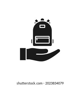 Backpack. School bag flat icon isolated on white background. Vector illustration