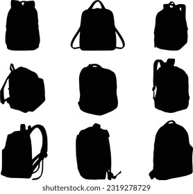Backpack, school bag icon set. Vector graphic illustration, school bag