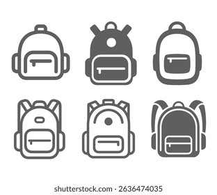 Backpack, school bag icon set. Vector graphic illustration. Suitable for website design, logo, app, template, and ui.	
