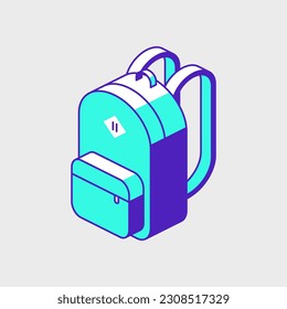 backpack school bag isometric vector illustration