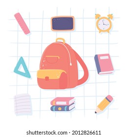 backpack and school cartoon icons