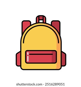 Backpack for school happy student learning icon, Outline symbol icon. Editable vector stroke.