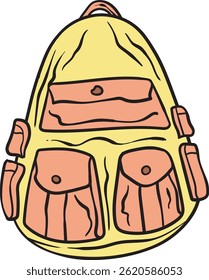 Rucksack Schule Illustration Design mit einfach Vektor Stil und gelbe Farbe 