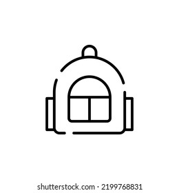 Backpack, School, Rucksack, Knapsack Dotted Line Icon Vector Illustration Logo Template. Suitable For Many Purposes