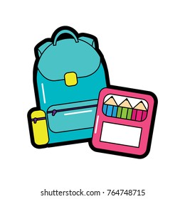 backpack with school supplies icon image
