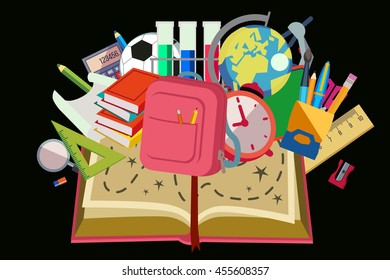 backpack and school supplies vector icon design