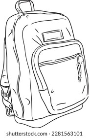 Backpack School Travel line drawing black and white pen and ink illustration vector