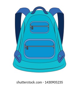 Backpack school utensil isolated cartoon vector illustration graphic design