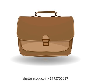 Backpack for school or work. For textbooks or documents. Classic design. Isolated briefcase on a white background. Use for banners, advertising, business cards, printing and more. Vector illustration