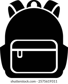 Backpack or Schoolbag fill Color Icon. Back to School Concept Vector Design on White Background.